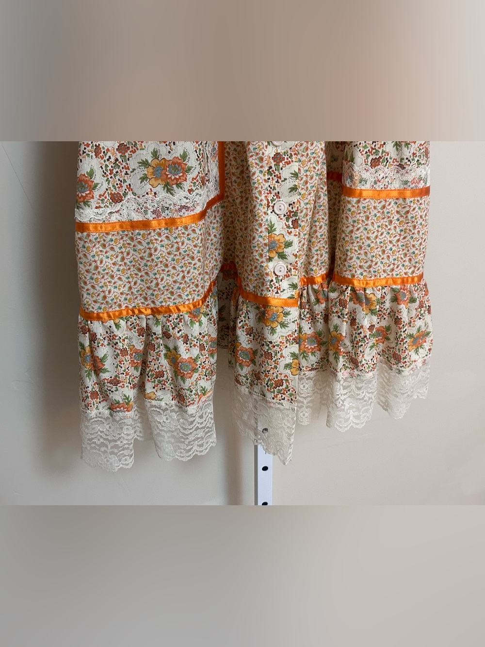 Vintage 70s Floral Prairie Maxi Skirt XS 24 Waist Cottagecore Boho - Picture 5 of 8
